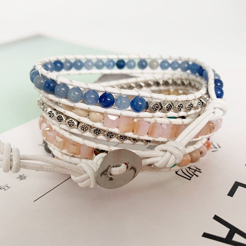 gold bound natural geode wrap bracelet, view 2 - MRSLM