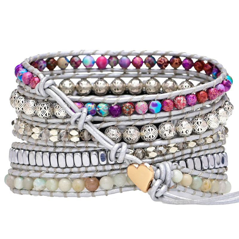 Purple emperor stone bohemian watch band, view 5 - MRSLM