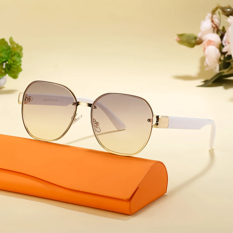 oversized rimless round sunglasses, view 7 - MRSLM