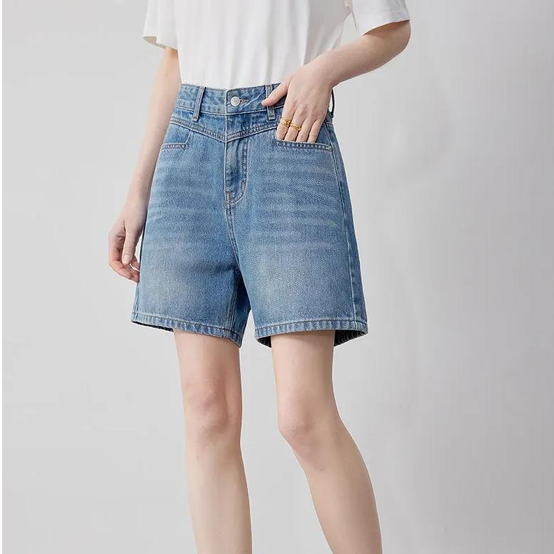 high-waist denim shorts, view 6 - MRSLM