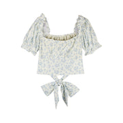 square collar puff sleeve floral shirt, view 7 - MRSLM