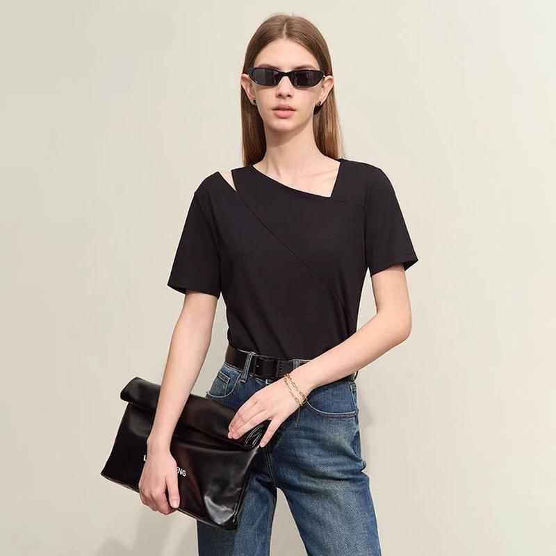 asymmetric v-neck casual tee - MRSLM