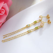 natural crystal double layer tassel earrings, view 3 - MRSLM