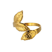 adjustable gold leaves ring, view 3 - MRSLM