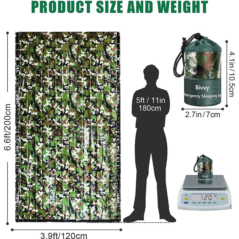 camouflage waterproof emergency sleeping bag, view 8 - MRSLM