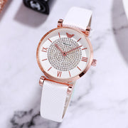 women's swan design leather strap watch, view 3 - MRSLM