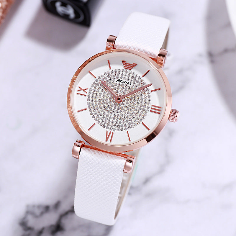 women's swan design leather strap watch, view 3 - MRSLM