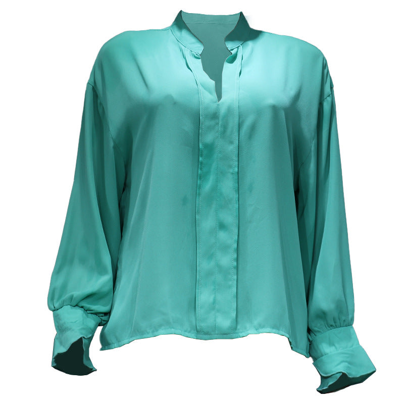 women's long sleeve chiffon shirt, view 8 - MRSLM