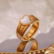 18k gold plated striped heart ring, view 7 - MRSLM