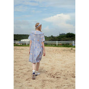 women's chiffon summer dress with peter pan collar, view 8 - MRSLM