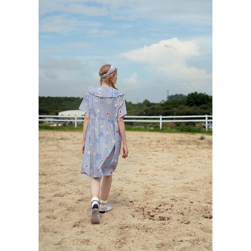 women's chiffon summer dress with peter pan collar, view 8 - MRSLM