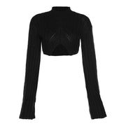 women's short open navel knit sweater, view 3 - MRSLM