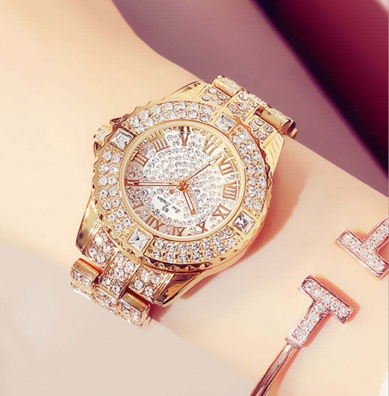full diamond ladies quartz watch, view 3 - MRSLM