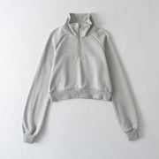 raglan sleeve stand collar half zip sweater, view 6 - MRSLM