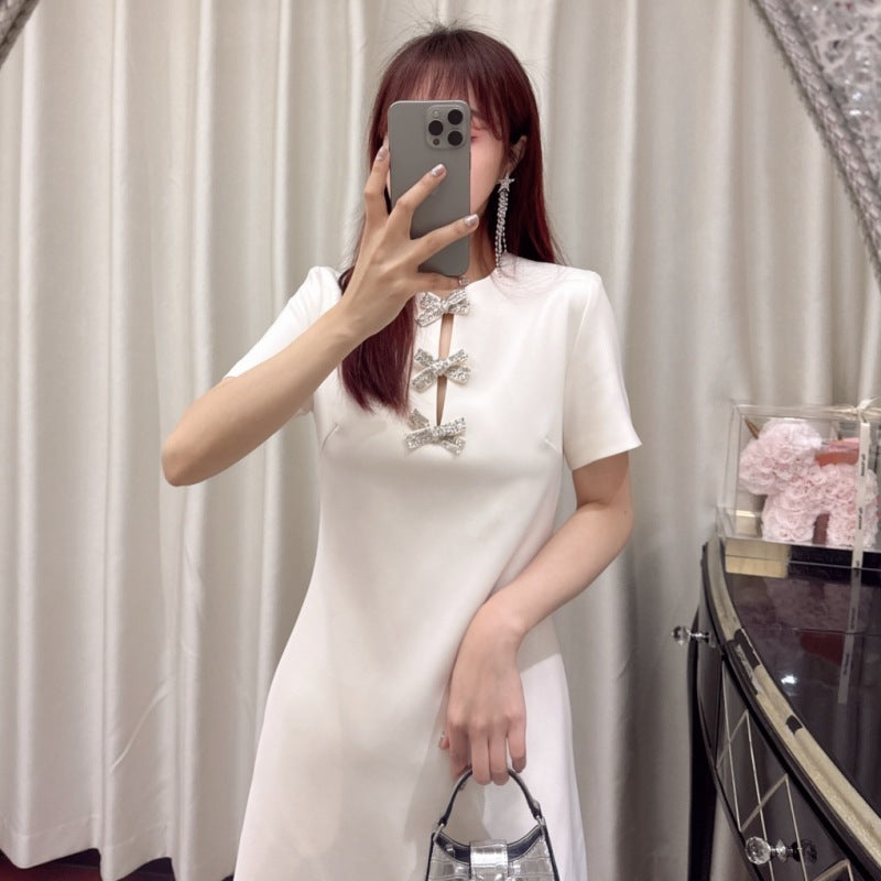 A-line short sleeve dress, view 4 - MRSLM