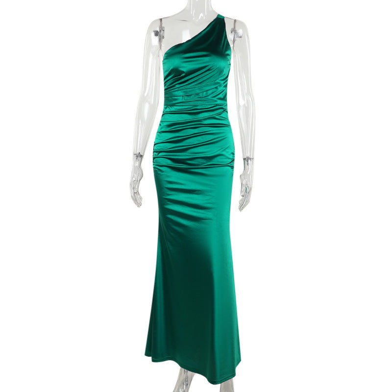 green sleeveless pleated dress, view 6 - MRSLM