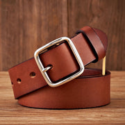 men's vintage genuine leather belt stainless steel buckle, view 7 - MRSLM