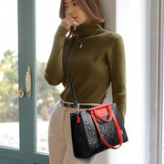 large soft leather tote with embossed lettering, view 10 - MRSLM