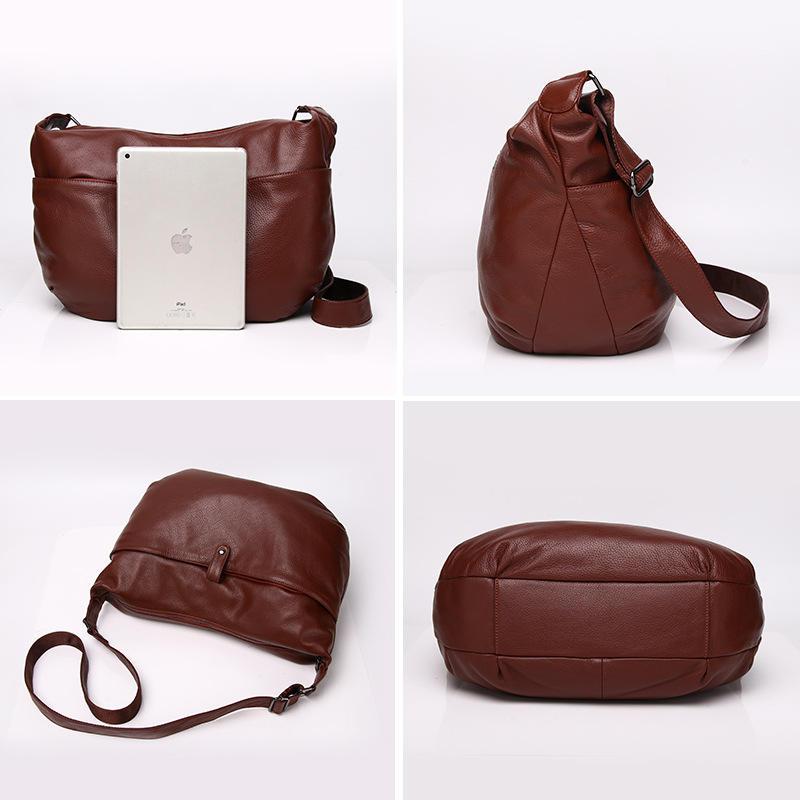 leather crossbody hobo bag, view 7 - MRSLM