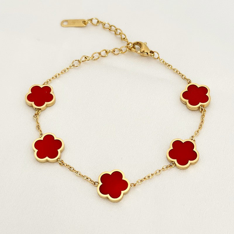 green flower charm bracelet and necklace, view 6 - MRSLM