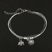 bohemian star elephant double layer anklet, view 4 - MRSLM