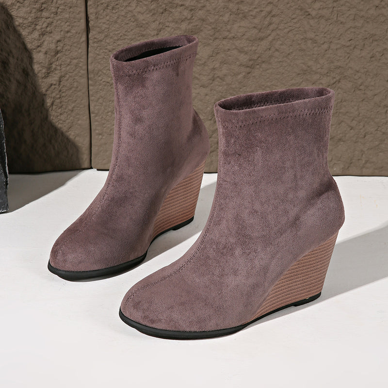 women's suede wedge boots, view 6 - MRSLM