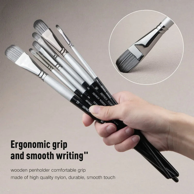 6-piece artist paint brush set, view 3 - MRSLM