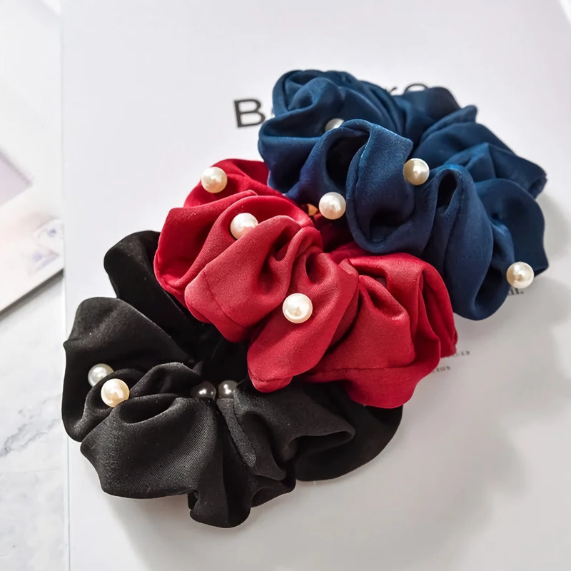 satin pearl scrunchies, view 11 - MRSLM