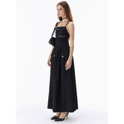 black backless bandage maxi dress with pockets, view 6 - MRSLM