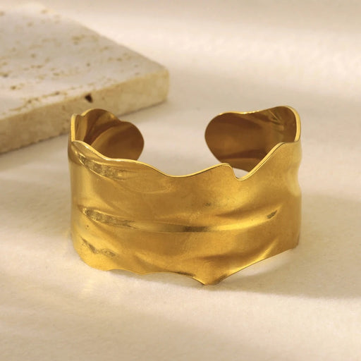 wide gold stainless steel bangle - MRSLM