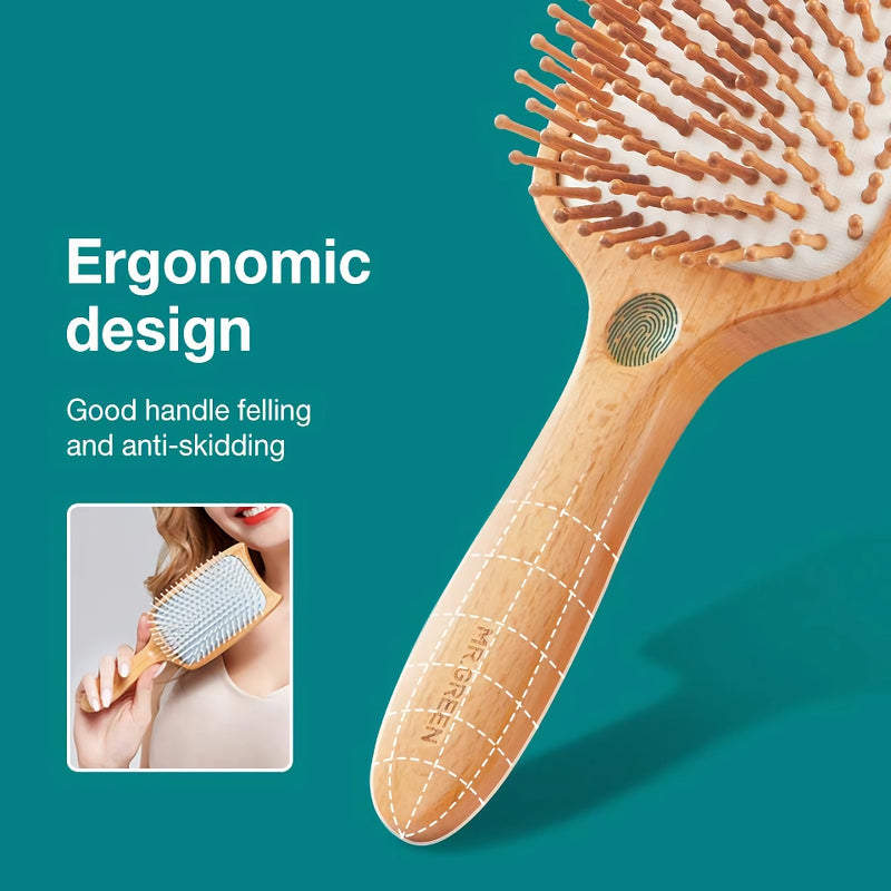 beech wood massage hairbrush, view 5 - MRSLM