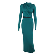 see-through pleated slim fit dress, view 5 - MRSLM
