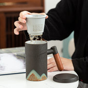ceramic filter tea mug with lid, view 3 - MRSLM