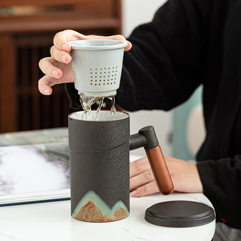 ceramic filter tea mug with lid, view 3 - MRSLM