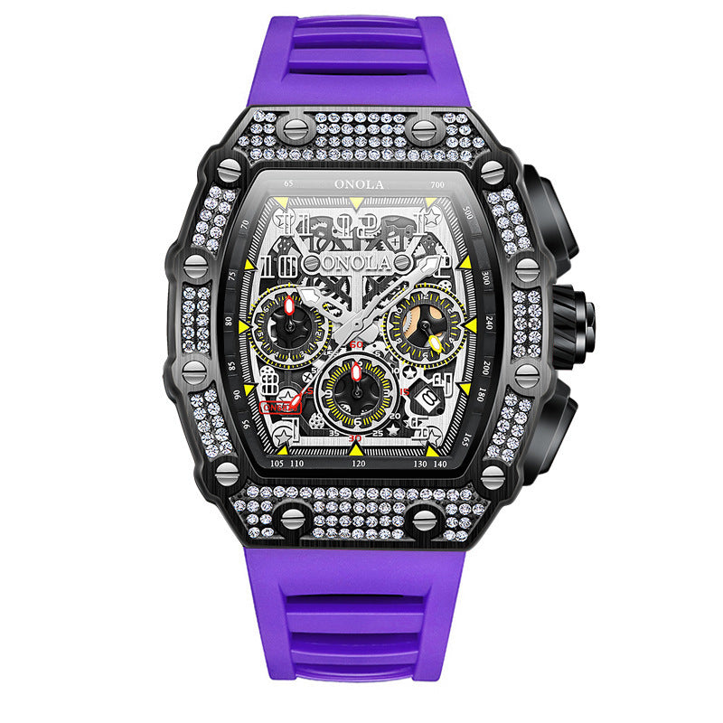 men's full diamond mechanical watch, view 4 - MRSLM