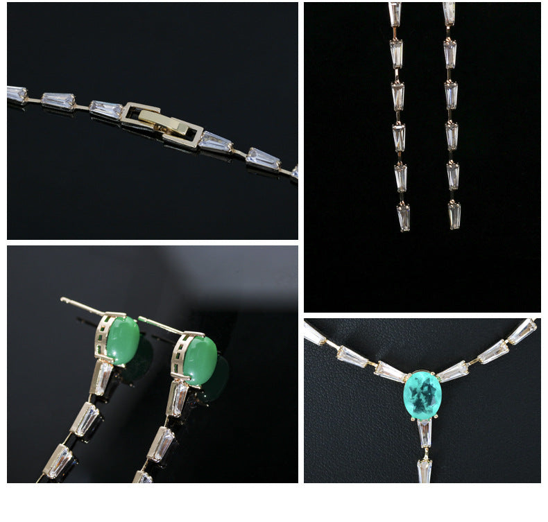 zircon long tassel collar chain set, view 4 - MRSLM
