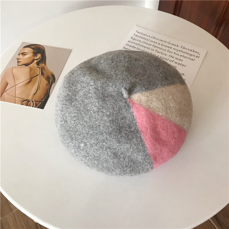 mixed color wool beret for women, view 9 - MRSLM