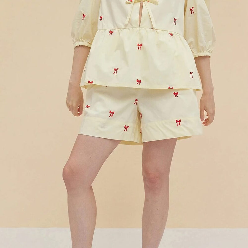 Bow embroidery shorts set, view 5 - MRSLM