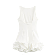 white sleeveless short frill dress, view 6 - MRSLM