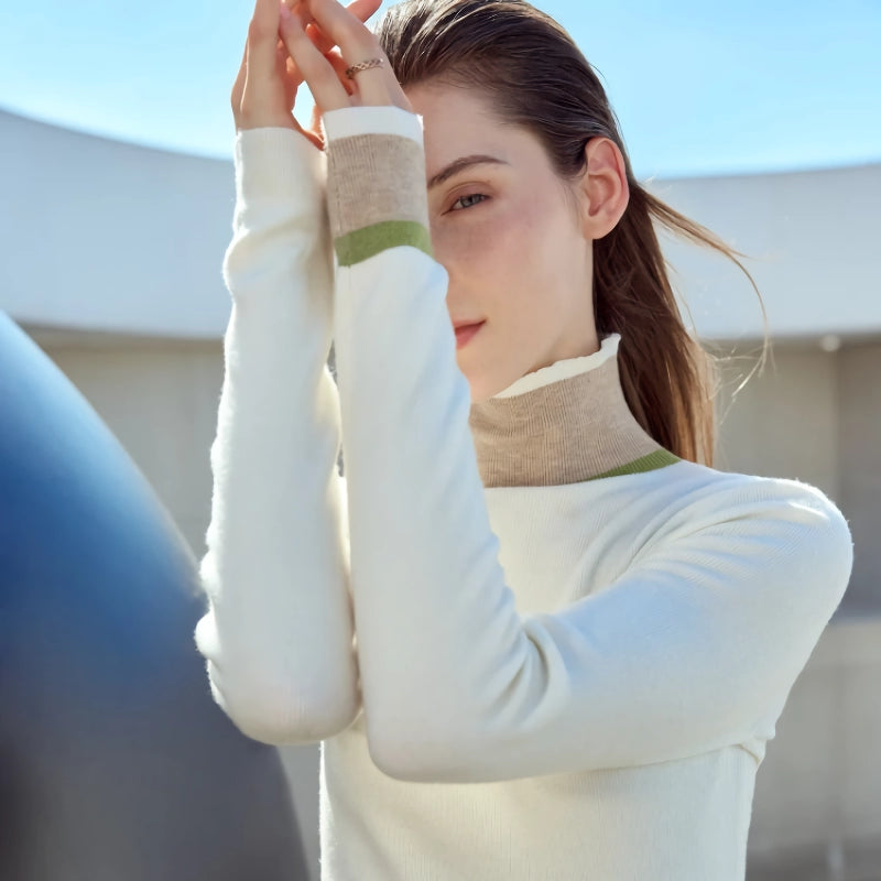 patchwork turtleneck sweater, view 6 - MRSLM