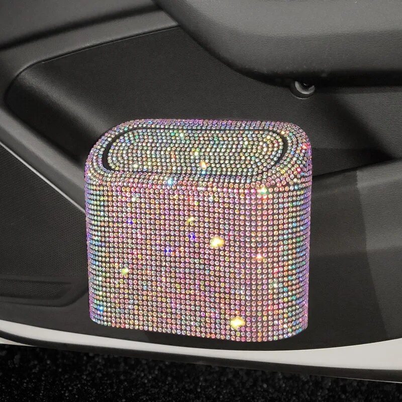 Bling car trash can with rhinestones, view 2 - MRSLM