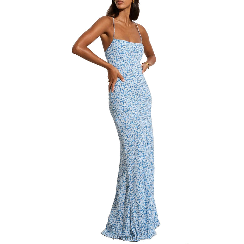 women's backless lace-up long dress, view 5 - MRSLM