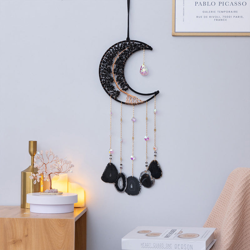 natural agate crystal dream catcher pendant, view 18 - MRSLM
