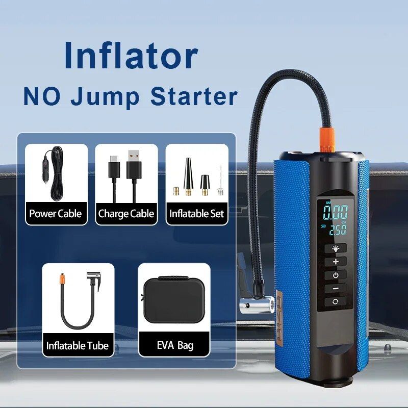 portable tire inflator with jump starter option, view 2 - MRSLM