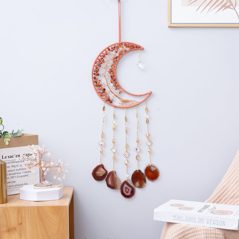 natural agate crystal dream catcher pendant, view 23 - MRSLM