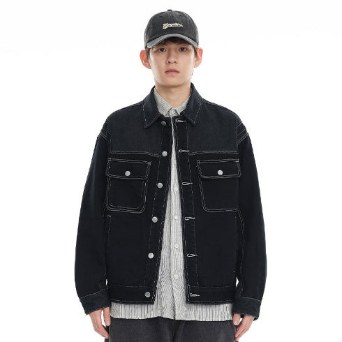 Color stitching denim coat - MRSLM