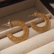 gold-tone roman numeral ring earrings, view 5 - MRSLM