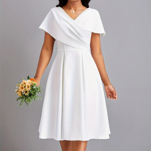 Women's white striped asymmetric dress - MRSLM