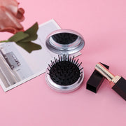 mini folding hairbrush with mirror, view 4 - MRSLM