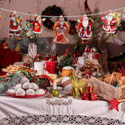 45-piece wooden Santa Christmas ornament set, view 3 - MRSLM